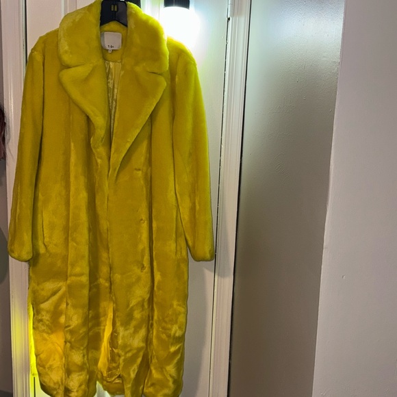 Beach Tibi Orange Faux Fur Coat Yellow Faux Fur Coat